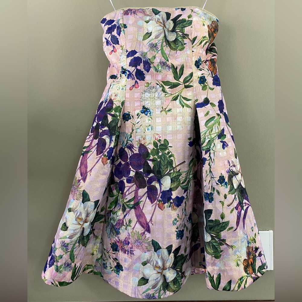 Nicole Miller Strapless Floral Dress